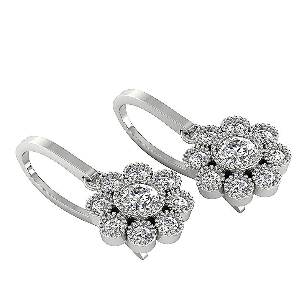 DesignerBezelSet14kWhiteGoldAnniversaryEarring