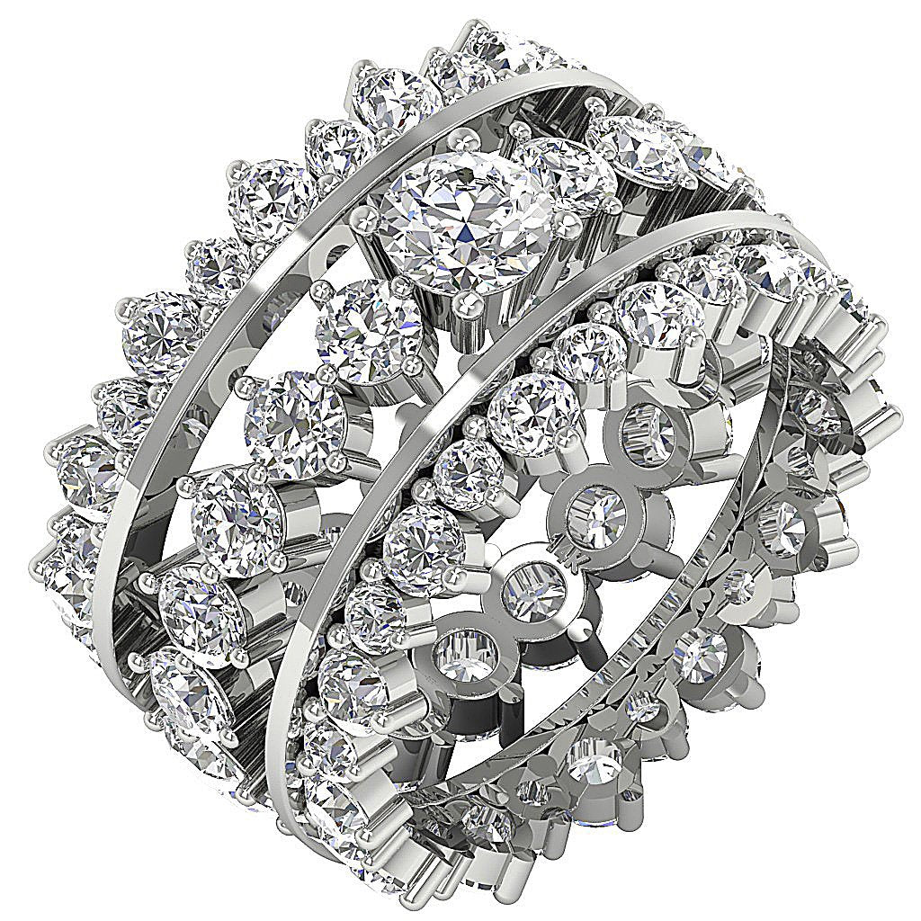 SI1 G 5.60 Ct Eternity Bridle Triple Band Ring Round Cut Diamond