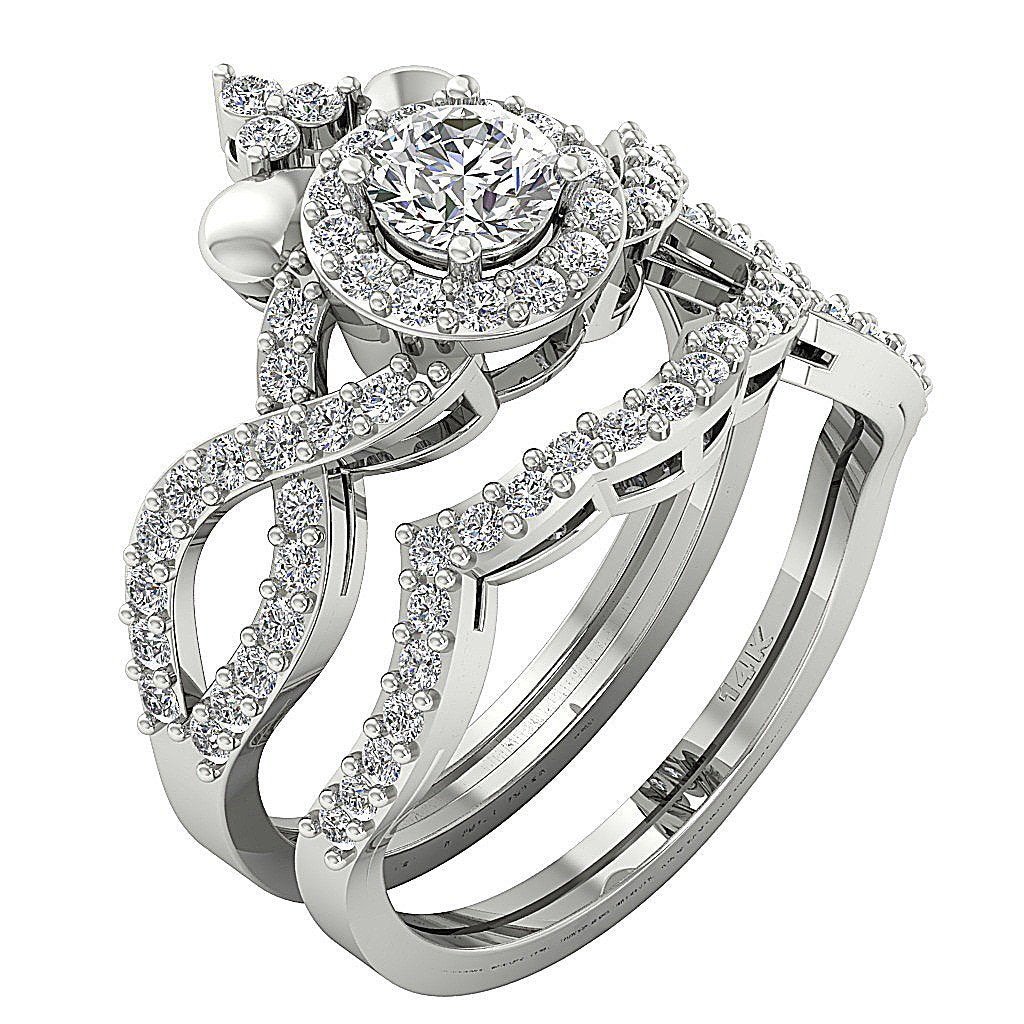 Womens Wedding Rings Sets SI1 G 1.50 Ct Natural Diamond 14K Yellow Gold
