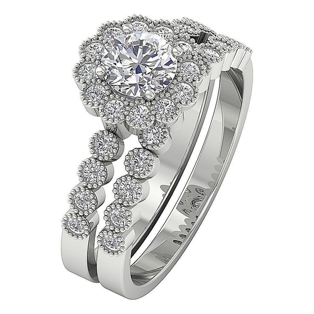 Matching Pomise Rings For Couples Round Cut Diamond I1 G 1.50 Ct Bezel Set 14K Gold