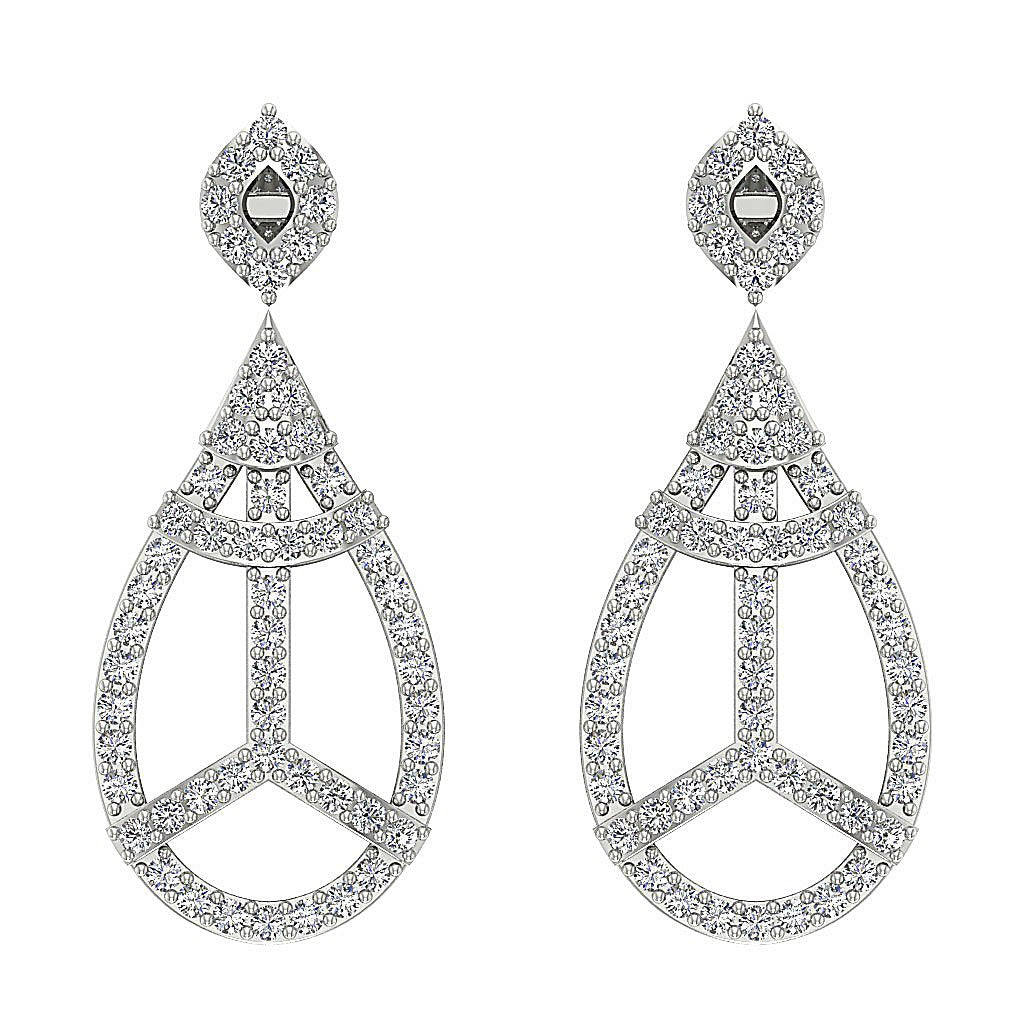 18k/14k Rose Gold Dangle Engagement Earrings Natural Diamond VVS1/VS1/SI1/I1 G 1.10 Ct Prong Set