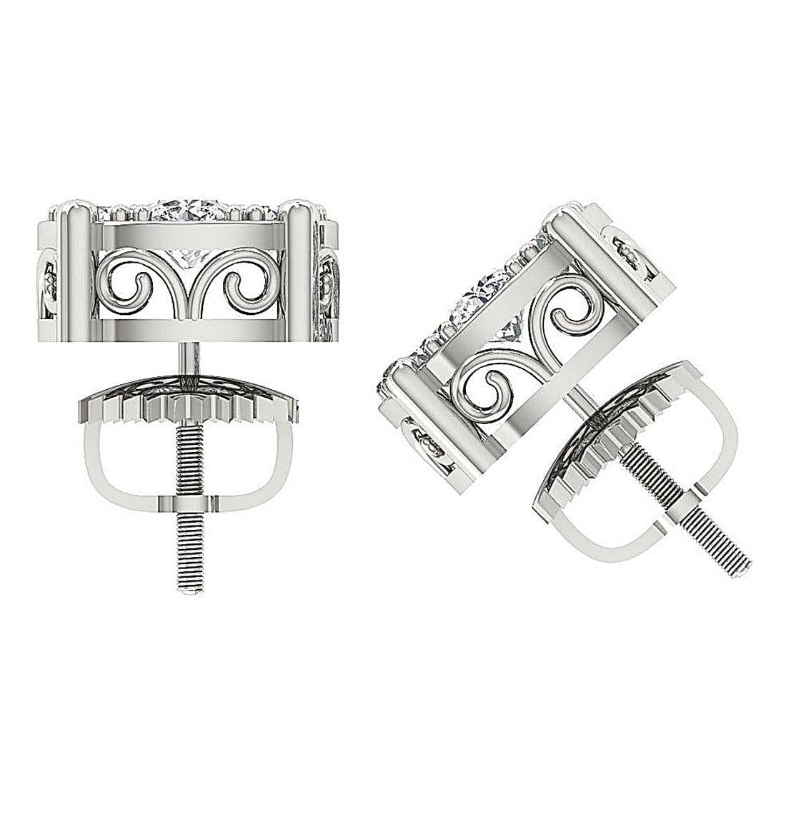 Natural Diamond Solitaire Studs Engagement Earrings VS1/SI1/I1 1.50 Ct 14k/18k White Gold Prong Set