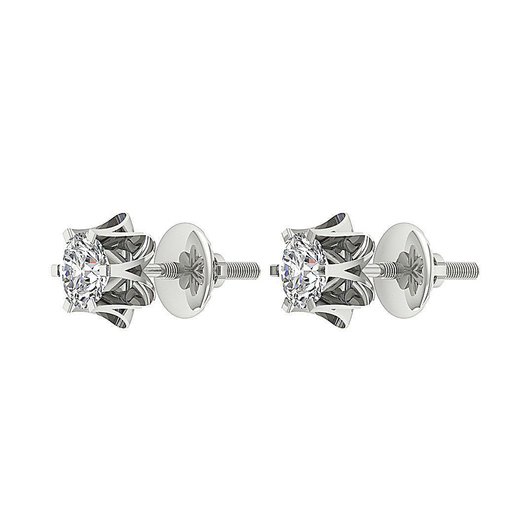 Natural Diamond Solitaire Studs Earring SI1/I1 G 0.30 Ct 14k/18k White Gold Prong Set