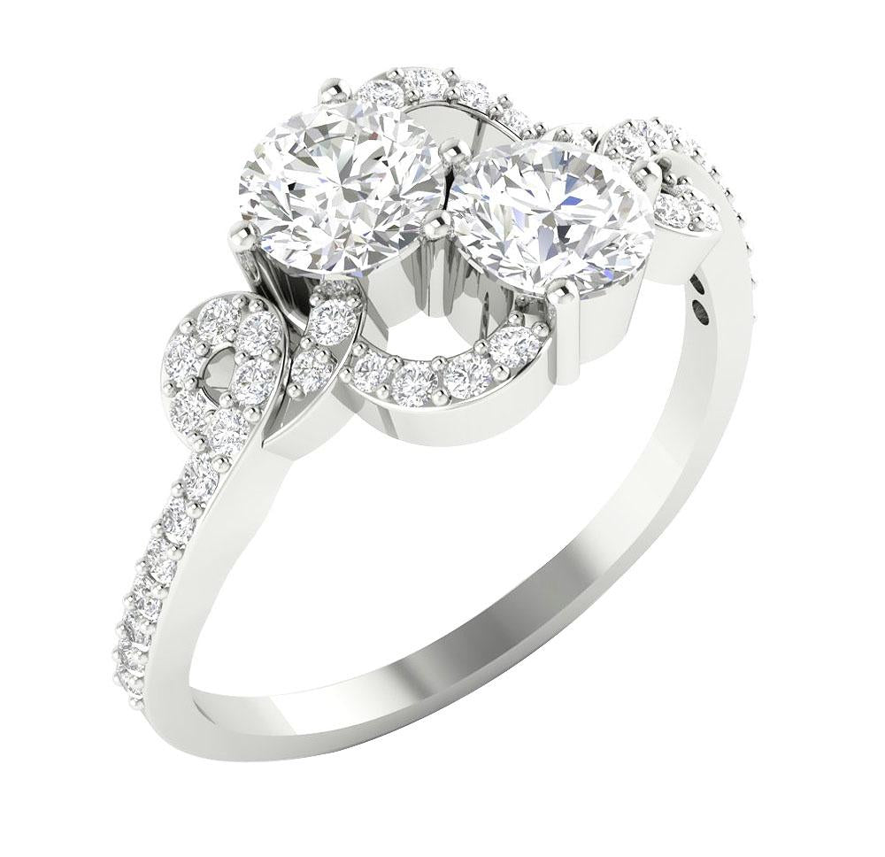 Prong Set Forever Us Two Stone Solitaire Engagement Ring SI1 G 1.35 Ct Natural Diamond 14k Solid Gold