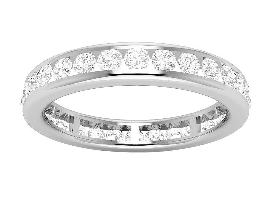 14k Yellow Gold Stackable Wedding Eternity Ring SI1 G 1.35 ct Natural Diamond Channel Set 3.40MM