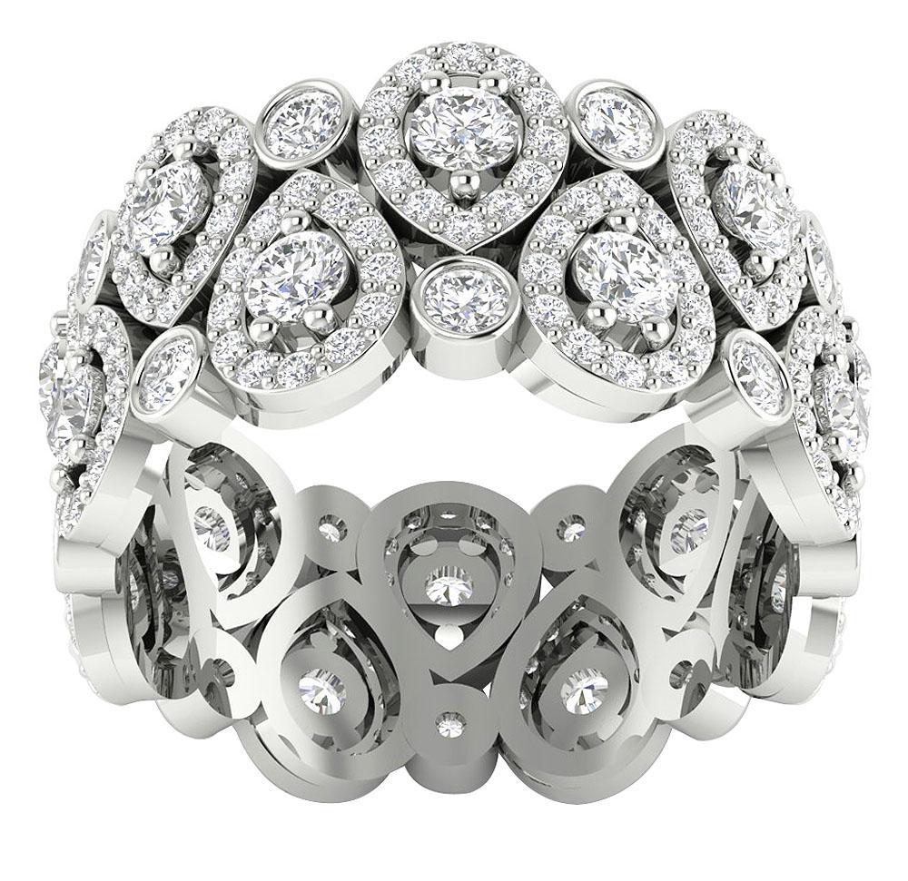 Round Diamond I1 G 3.10 Ct Eternity Anniversary Ring 14k White Gold Prong Bezel Set