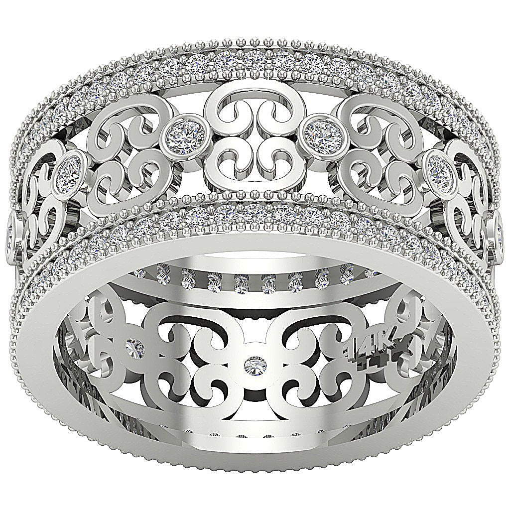 Eternity Engagement Ring I1 G 1.00 Ct 14k Solid Gold Natural Diamond Prong Bezel Set 10.20 MM