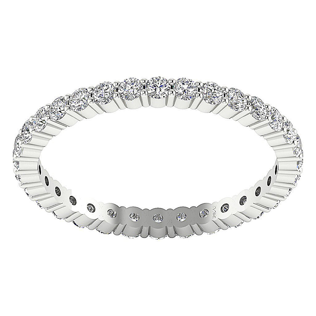 Genuine Diamond Stackable Eternity Wedding Ring SI1 G 1.30 Ct 14k White Gold Prong Set