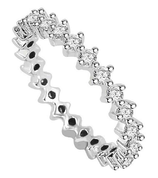 Stackable Eternity Wedding Ring Genuine Diamond SI1 G 0.55 Ct 14k Solid Gold Prong Set