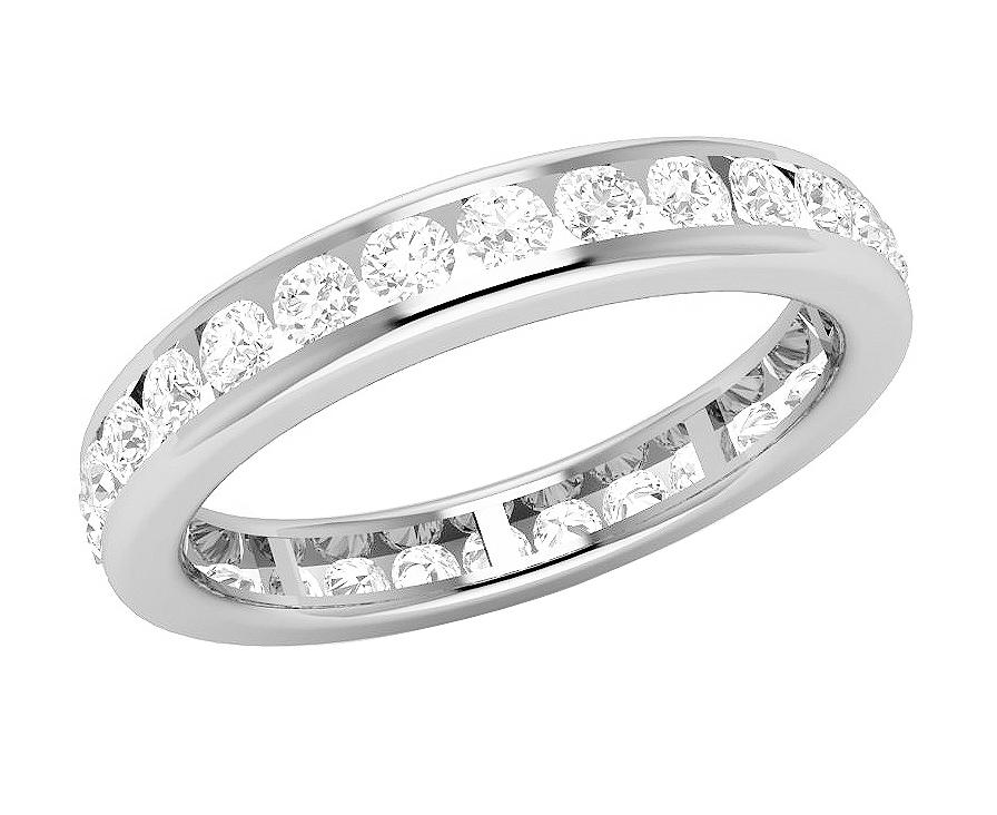 14k Yellow Gold Stackable Wedding Eternity Ring SI1 G 1.35 ct Natural Diamond Channel Set 3.40MM