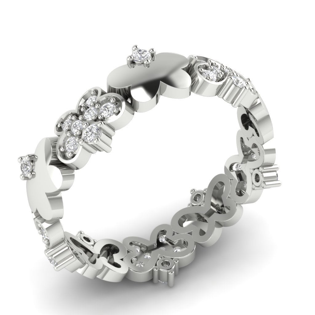 6.40 MM Vintage Wedding Eternity Ring I1 G 0.50ct Genuine Diamond 14k White Gold Prong Set