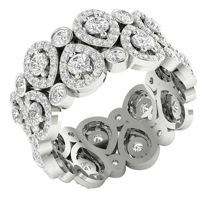 Round Diamond I1 G 3.10 Ct Eternity Anniversary Ring 14k White Gold Prong Bezel Set