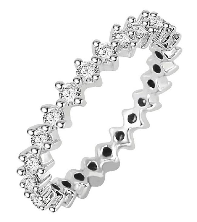 Stackable Eternity Wedding Ring Genuine Diamond SI1 G 0.55 Ct 14k Solid Gold Prong Set