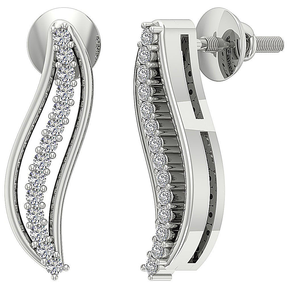 Prong Set Fashion Anniversary Earrings Round Diamond I1/SI1 G 0.15 Ct 18k/14k White Yellow Rose Gold