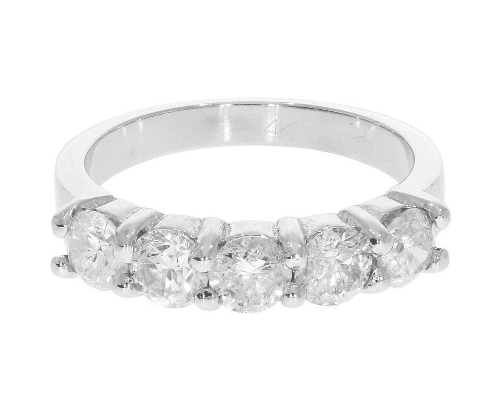 Natural Diamond Designer Five Stone Engagement Ring I1 G 1.25 Ct 14k Yellow Gold Prong Set