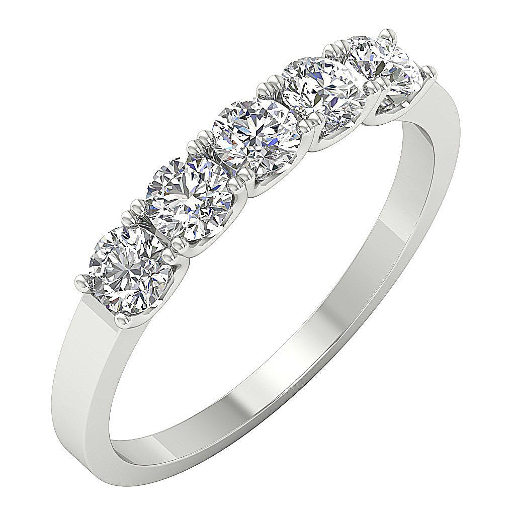 3.70 MM Five Stone Wedding Ring I1 G 1.00 Ct Genuine Diamond 14k Solid Gold Prong Set