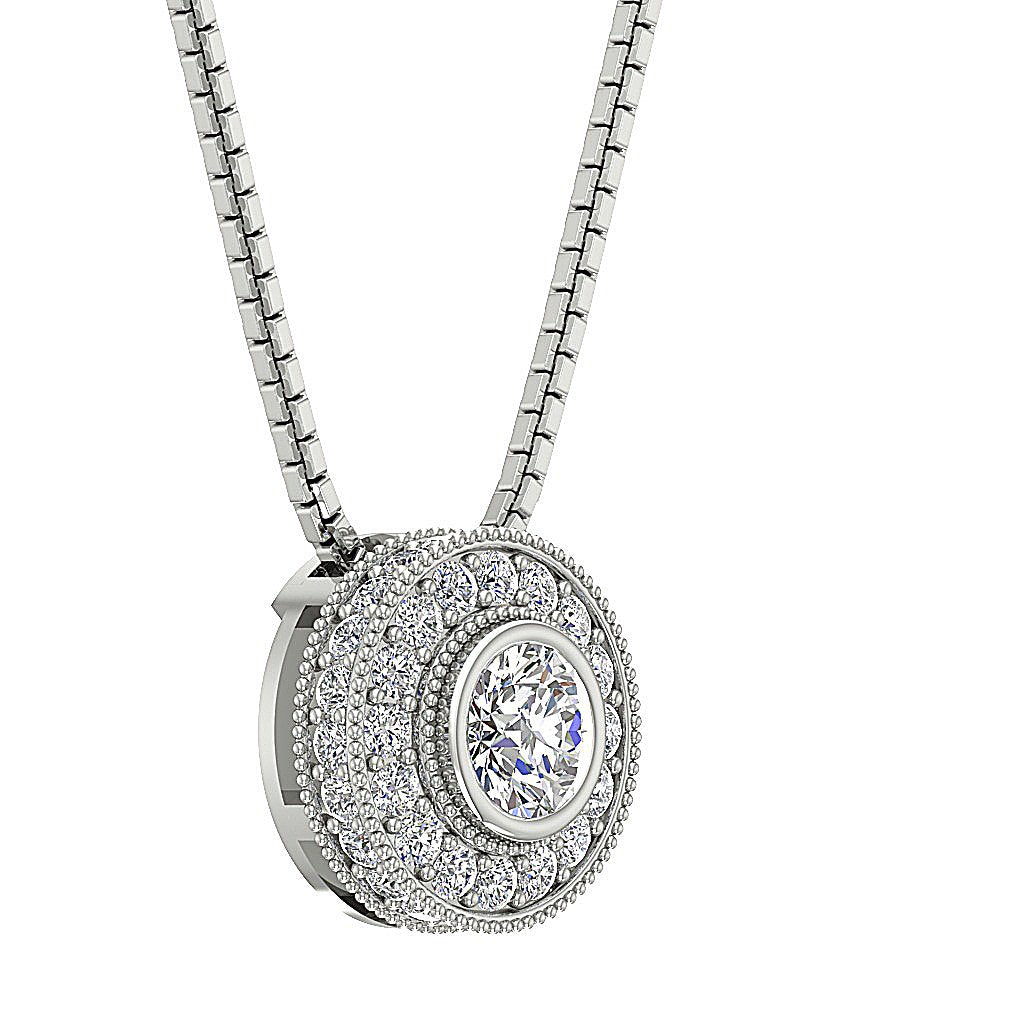 Halo Cluster Pendants 14k/18k Solid White Gold Natural Diamonds SI1/I1 G 0.80 Carat