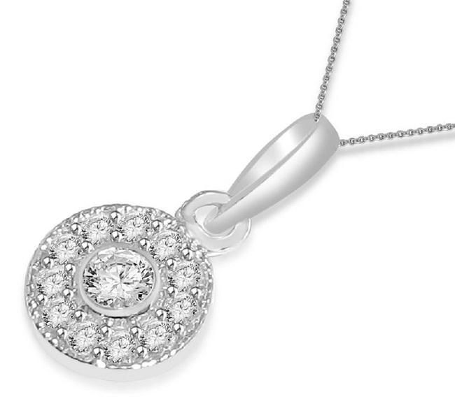 Halo Cluster Pendants 14k/18k White Yellow Rose Gold Natural Diamonds I1/SI1 G 0.35 Carat