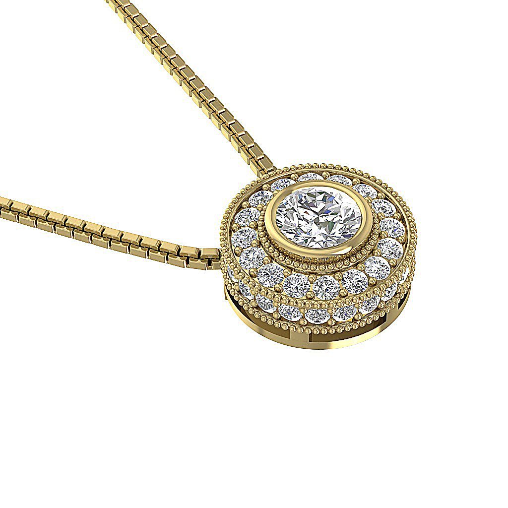 Halo Cluster Pendants 14k/18k Solid White Gold Natural Diamonds SI1/I1 G 0.80 Carat