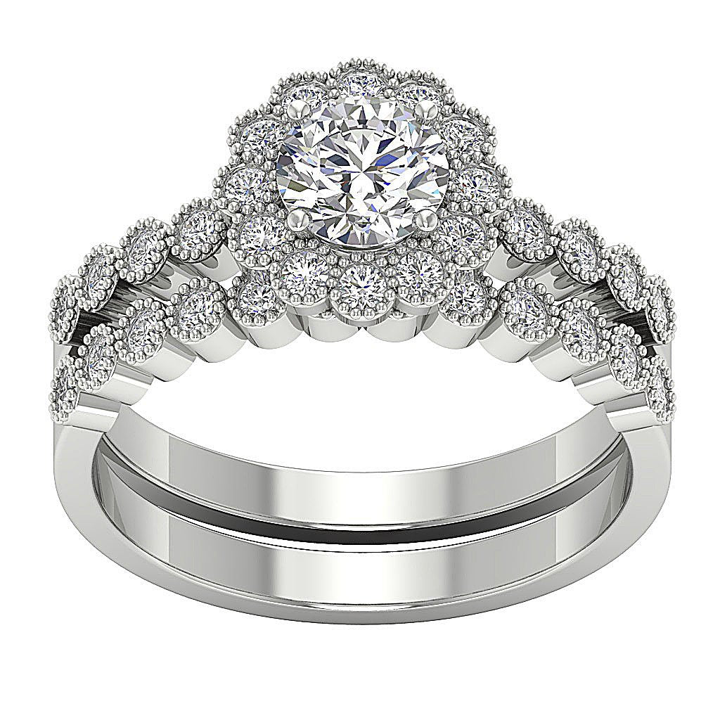 Matching Pomise Rings For Couples Round Cut Diamond I1 G 1.50 Ct Bezel Set 14K Gold
