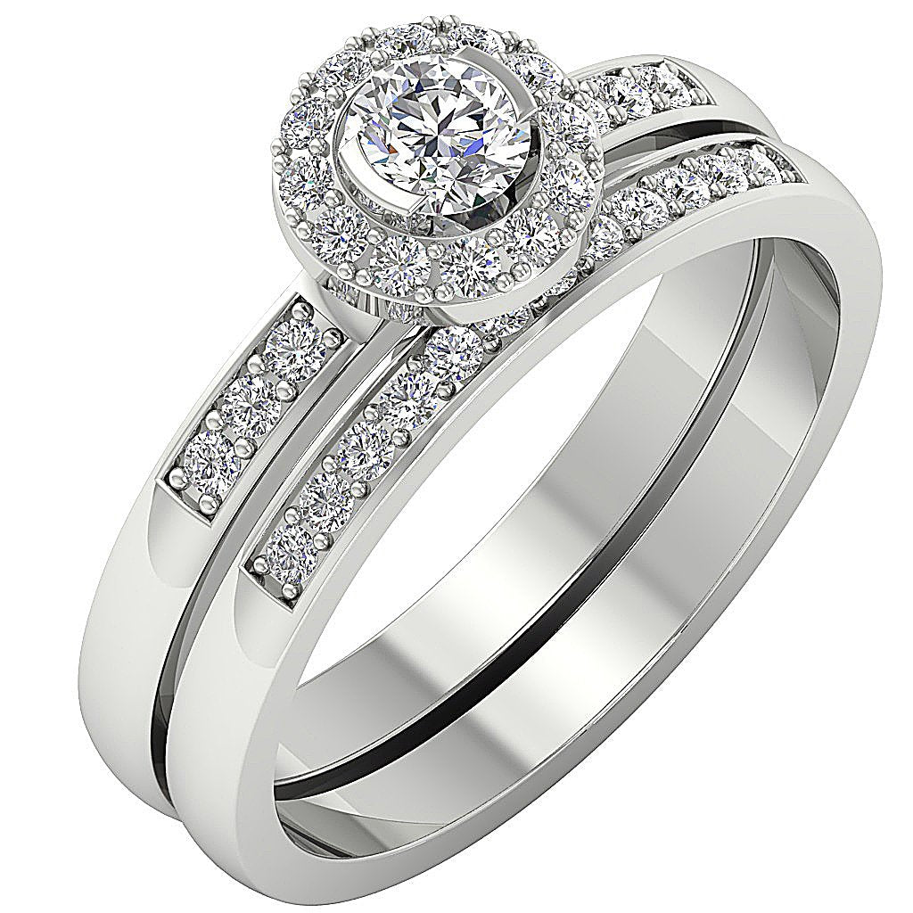 Designer Halo Engagement Ring Natural Diamond I1 G 0.85 Carat