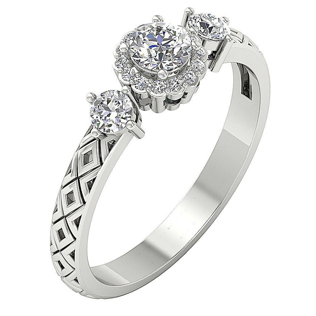 SI1 G 0.65 Ct Solitaire Halo Anniversary Ring Round Diamond 14k Yellow Gold Prong Set 6.50 MM