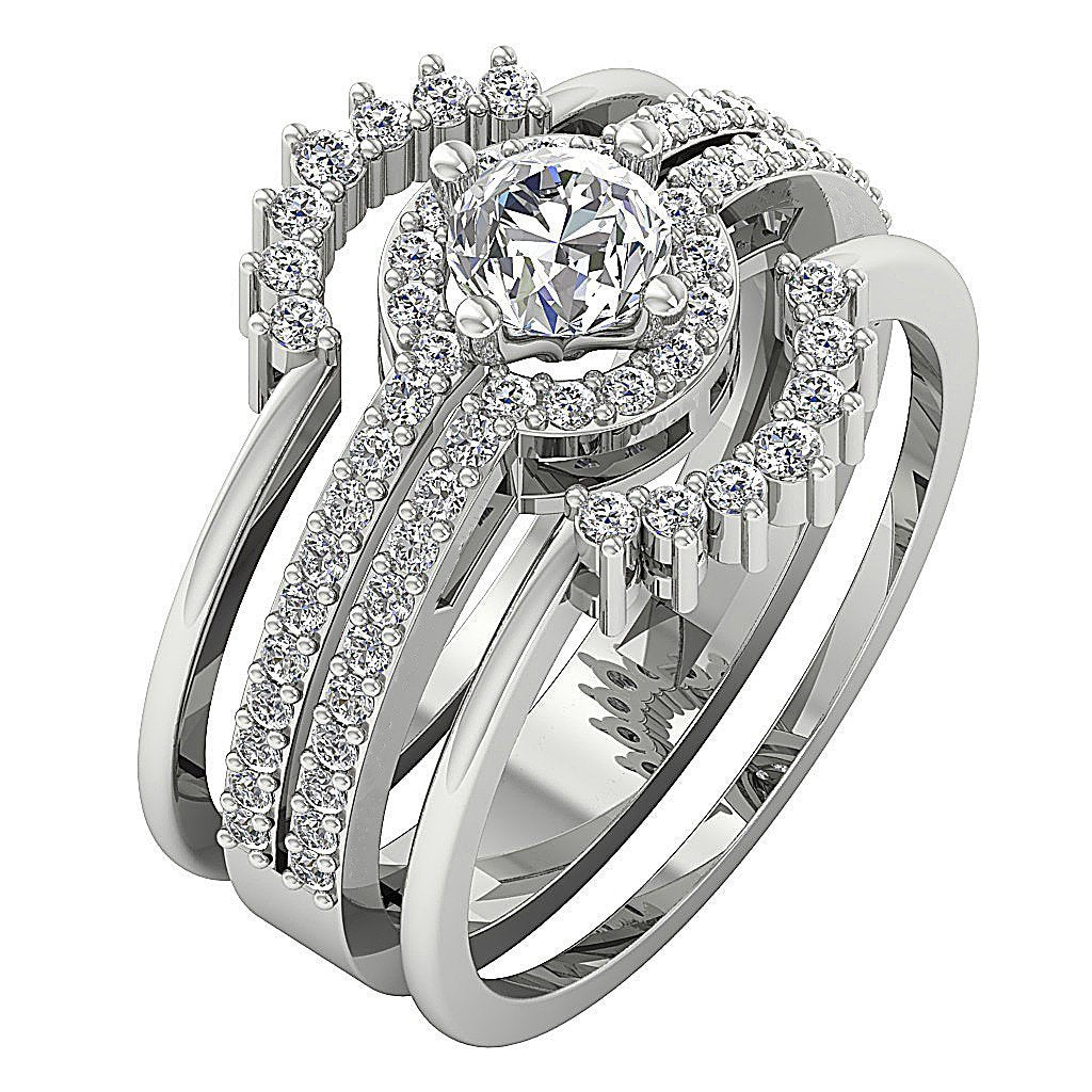Designer Halo Engagement Solitaire Stackable Women Ring SI1 G 1.30 Ct Natural Diamond