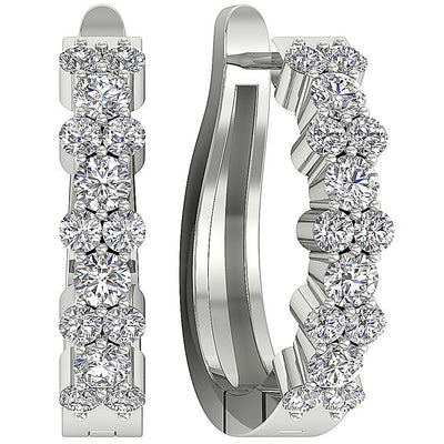 Designer Hoops Round Diamond 14k White Gold Earring