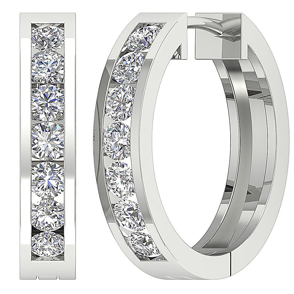 Designer Medium Hoops 14k White Gold Earring