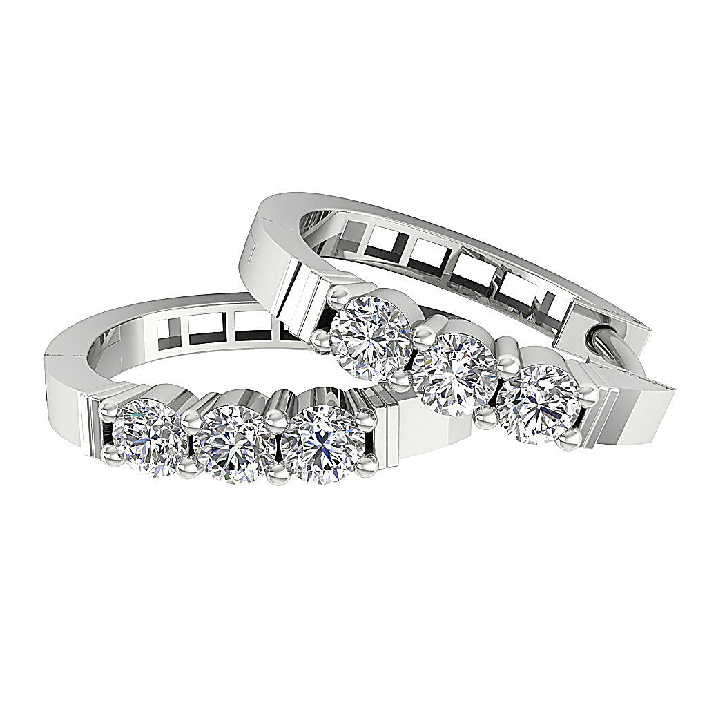 DesignerHoops14kWhiteGoldEarringProngSet