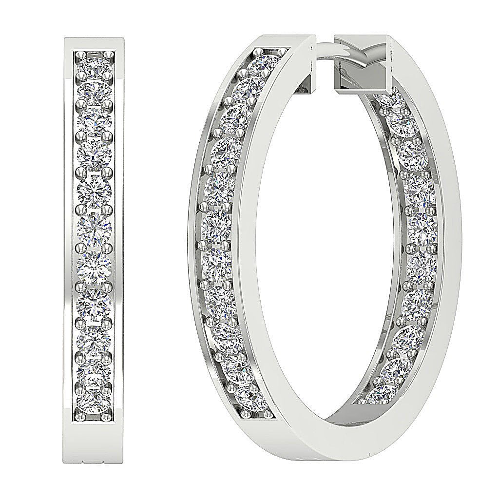 DesignerHoops14kWhiteGoldRoundDiamondEarring
