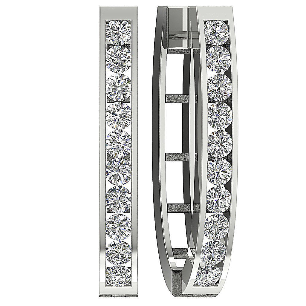 DesignerHoops14kWhiteGoldRoundDiamondEarring