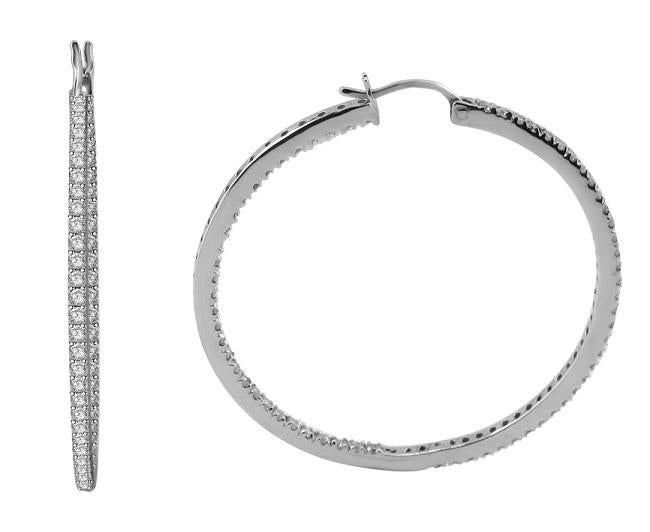 18k/14k Rose Gold Inside Outside Hoop Engagement Earrings Natural Diamond VVS1/VS1/SI1/I1 3.30 Ct Pave Set