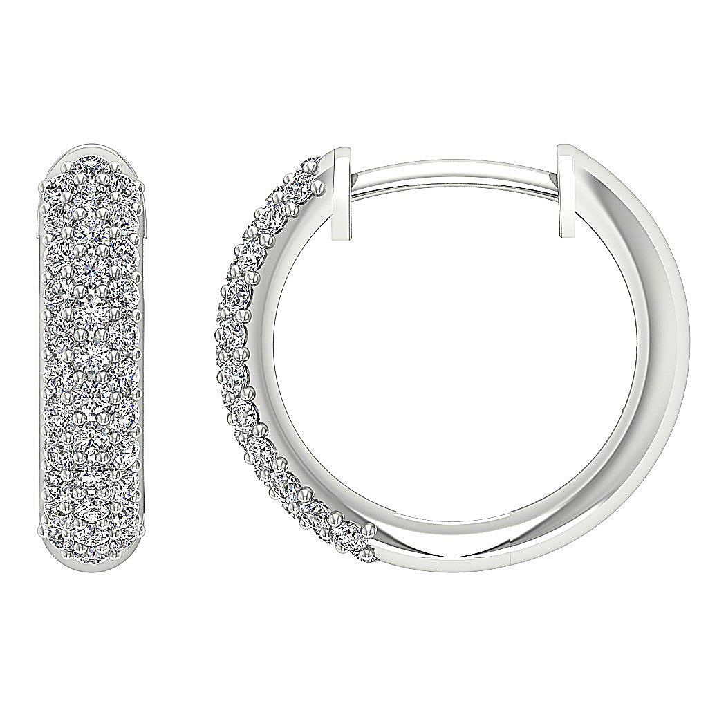 Prong Set Inside Outside Hoop Wedding Earrings Genuine Diamond SI1/I1 G 1.00 Ct 18k/14k White Yellow Rose Gold