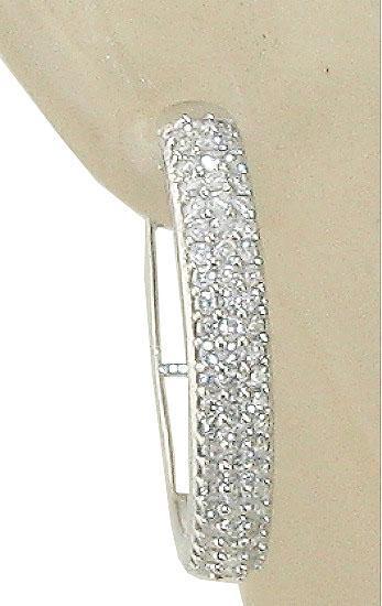 Pave Set Large Hoops Engagement Earrings Natural Diamond SI1/I1 G 1.00 Ct 18k/14k White Gold