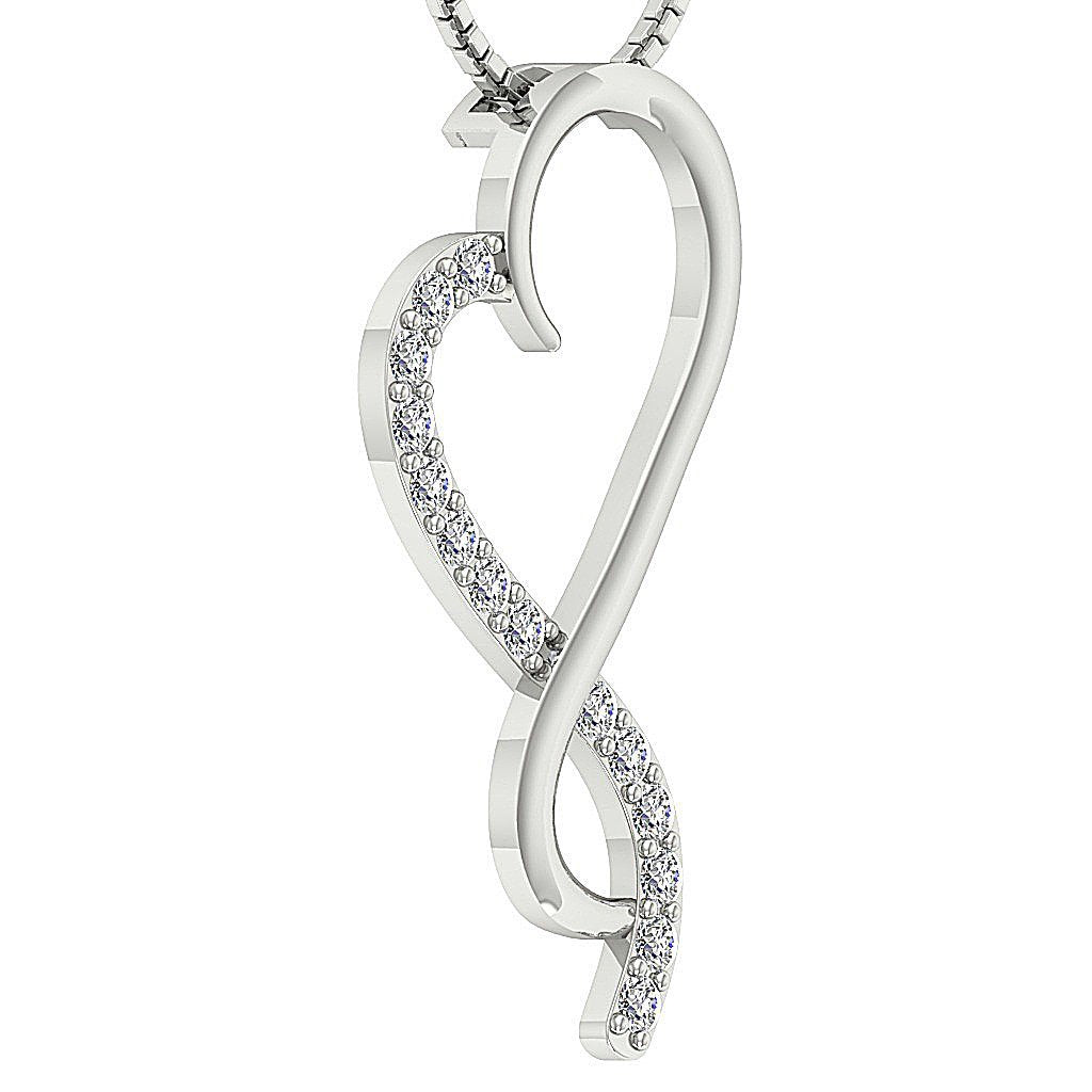 DesignerRoundDiamond14kWhiteGoldHeartPendants