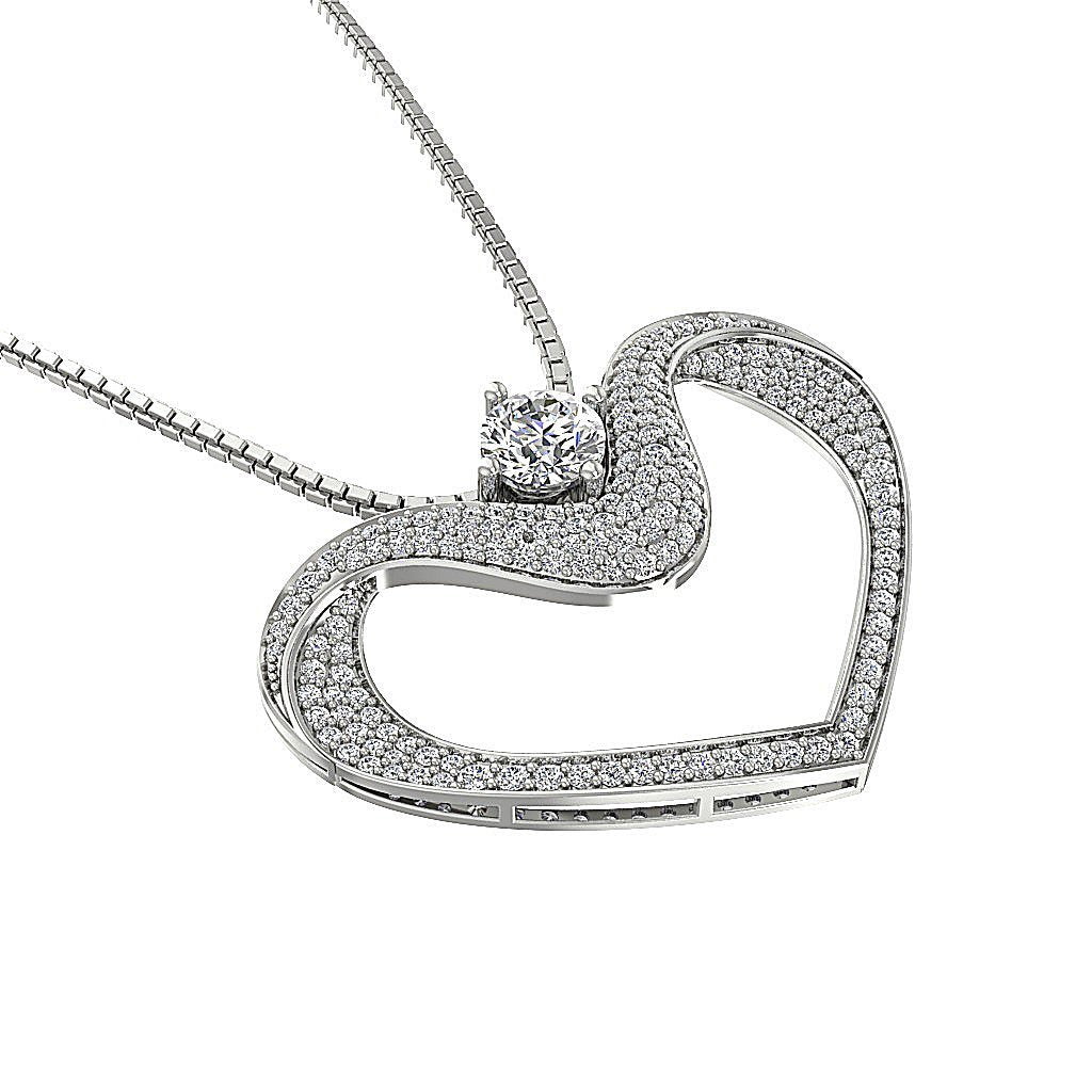 Heart Pendants SI1/I1 G 1.55 Carat 14k/18k White Yellow Rose Gold Natural Diamond