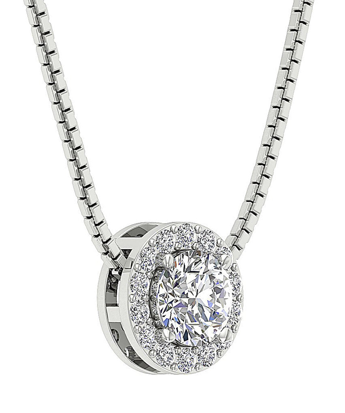 Halo Cluster Pendant I1/SI1 G 1.00Ct Round Cut Diamond 14k/18k Solid Gold