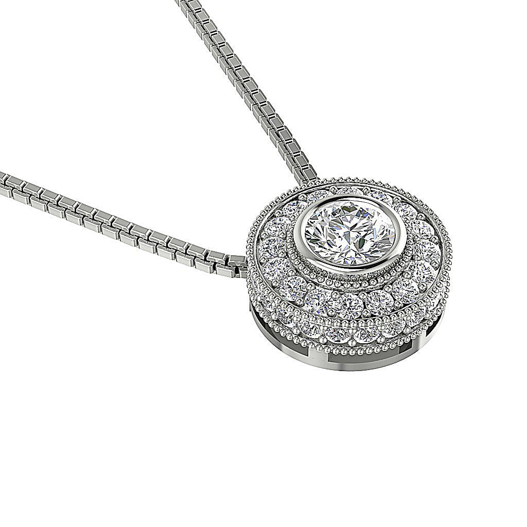 Halo Cluster Pendants 14k/18k Solid White Gold Natural Diamonds SI1/I1 G 0.80 Carat