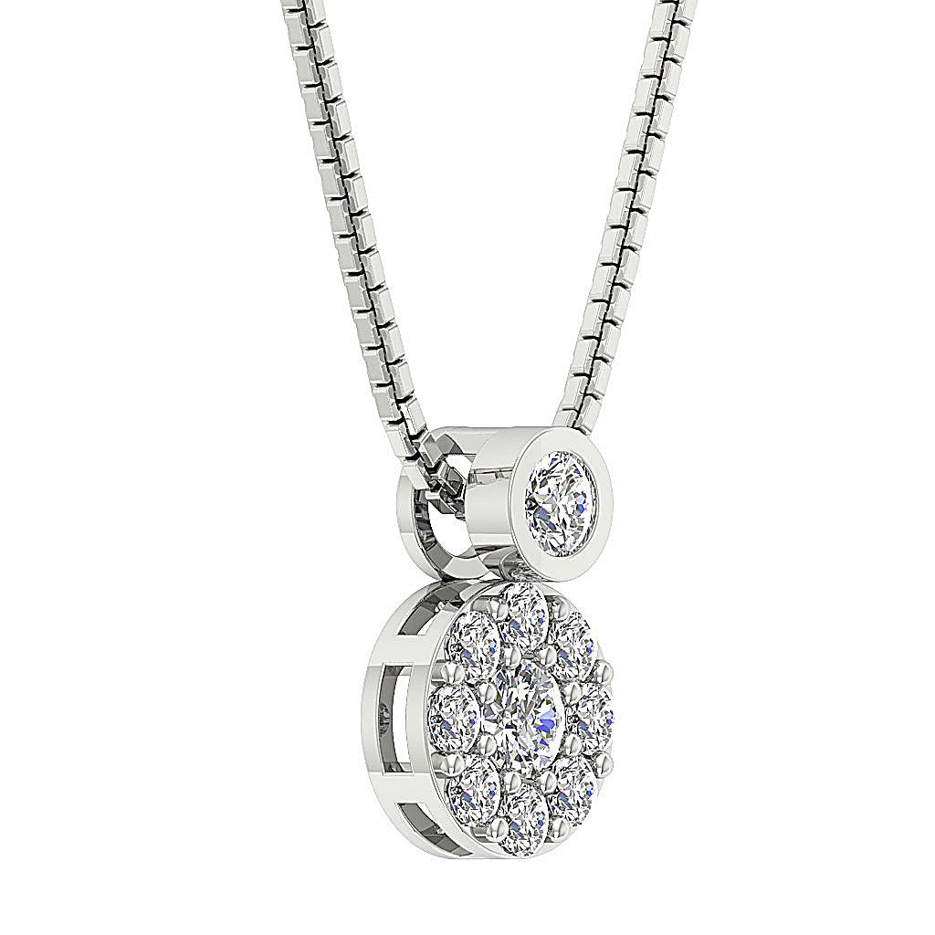Genuine Diamond Circle Of Love Wedding Pendants SI1/I1 G 0.60 Ct 14k/18k White Gold Prong Bezel Set