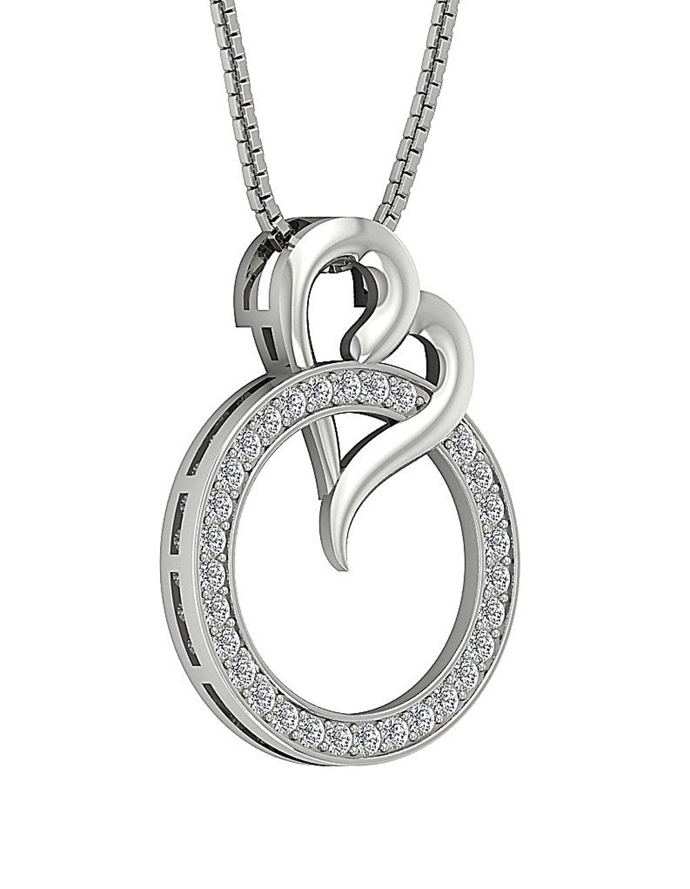 Circle Heart Anniversary Pendant Round Diamond VVS1/VS1/SI1/I1 0.55 Ct 14k/18k Solid Gold Prong Set