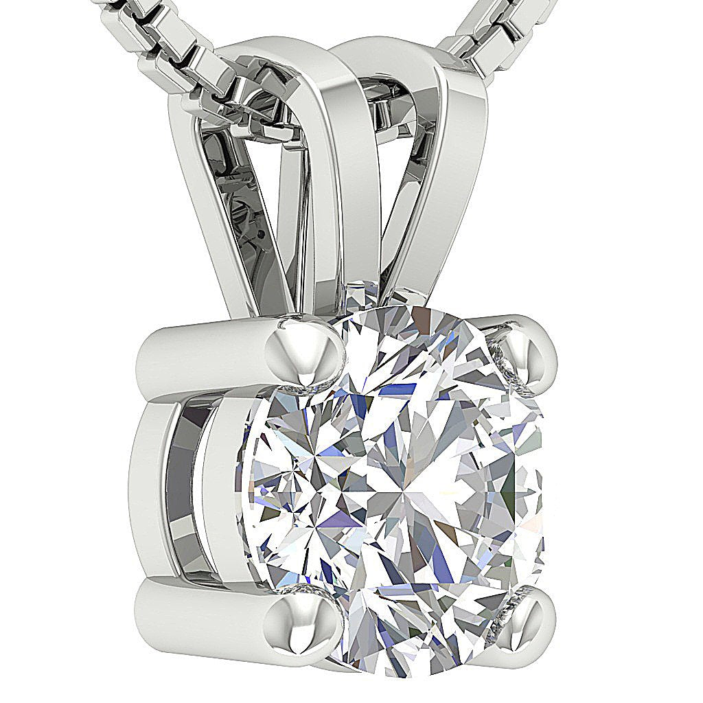 14k/18k White Yellow Rose Gold SI1/I1 G 1.00 Ct Solitaire Pendants Round Cut Diamonds Prong Set 6.29 MM