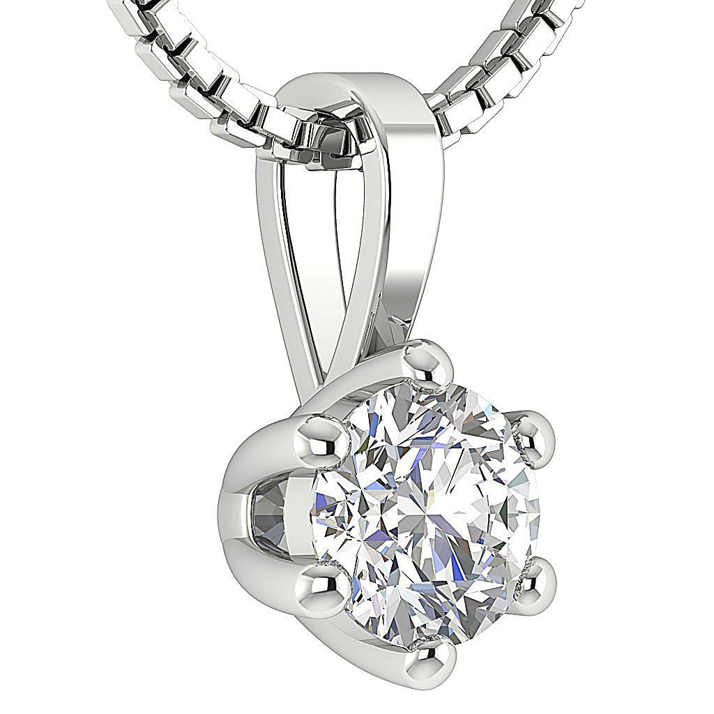 14k/18k White Yellow Rose Gold Solitaire Pendants VS1/SI1/I1 0.50 Ct Round Cut Diamonds Prong Set 5.00 MM