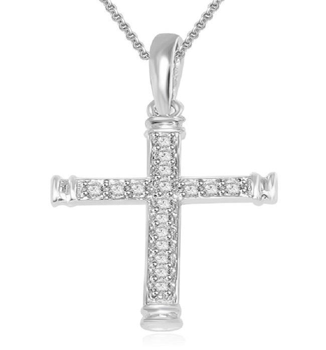I1/SI1 G 0.25 Ct Cross Engagement Pendants Natural Diamond 14k/18k Yellow Gold Prong Set