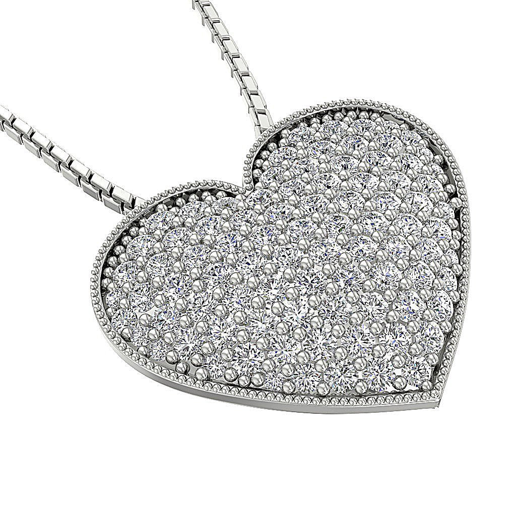 Heart Pendants 14k/18k White Gold VVS1/VS1/SI1/I1 0.65 Carat Round Diamond