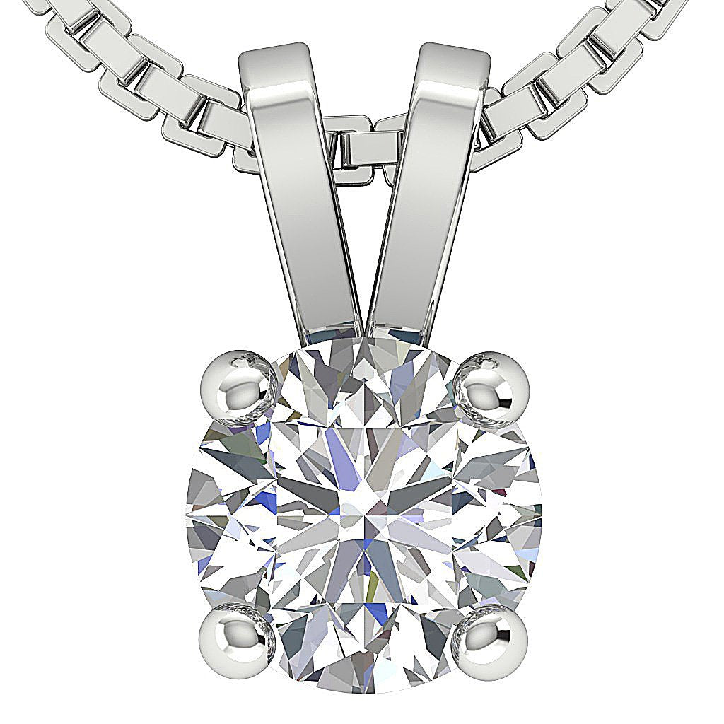 VS1/SI1/I1 0.50 Ct 14k/18k White Yellow Rose Gold Solitaire Pendants Round Diamonds Prong Set