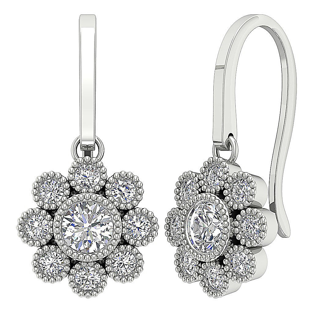 DesignerRoundDiamond14kWhiteGoldEarring