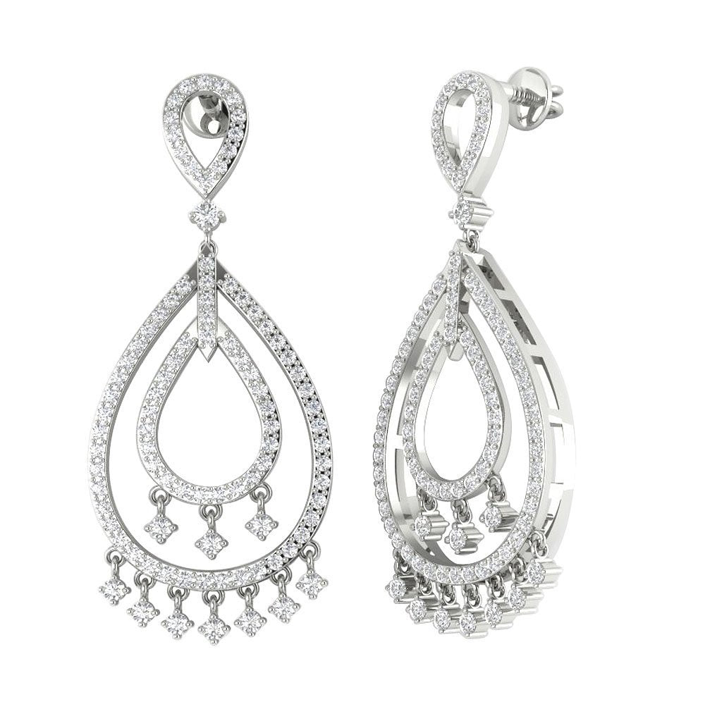 SI1/I1 G 1.75 Ct Chandelier Wedding Earrings Genuine Diamond 18k/14k Yellow Gold Prong Set