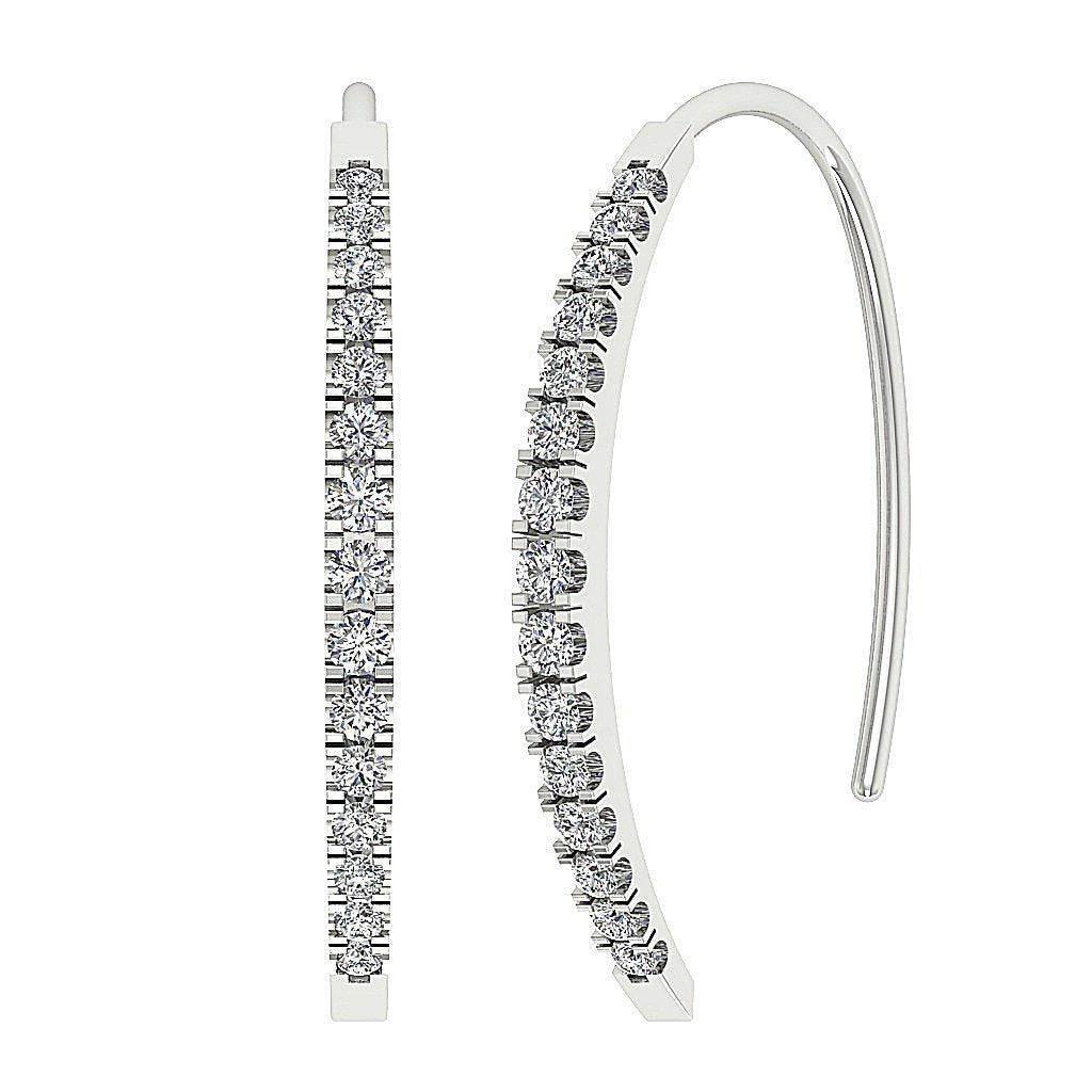 Dangle Wedding Earrings Genuine Diamond SI1/I1 G 0.40 Ct 18k/14k Solid Gold Prong Set