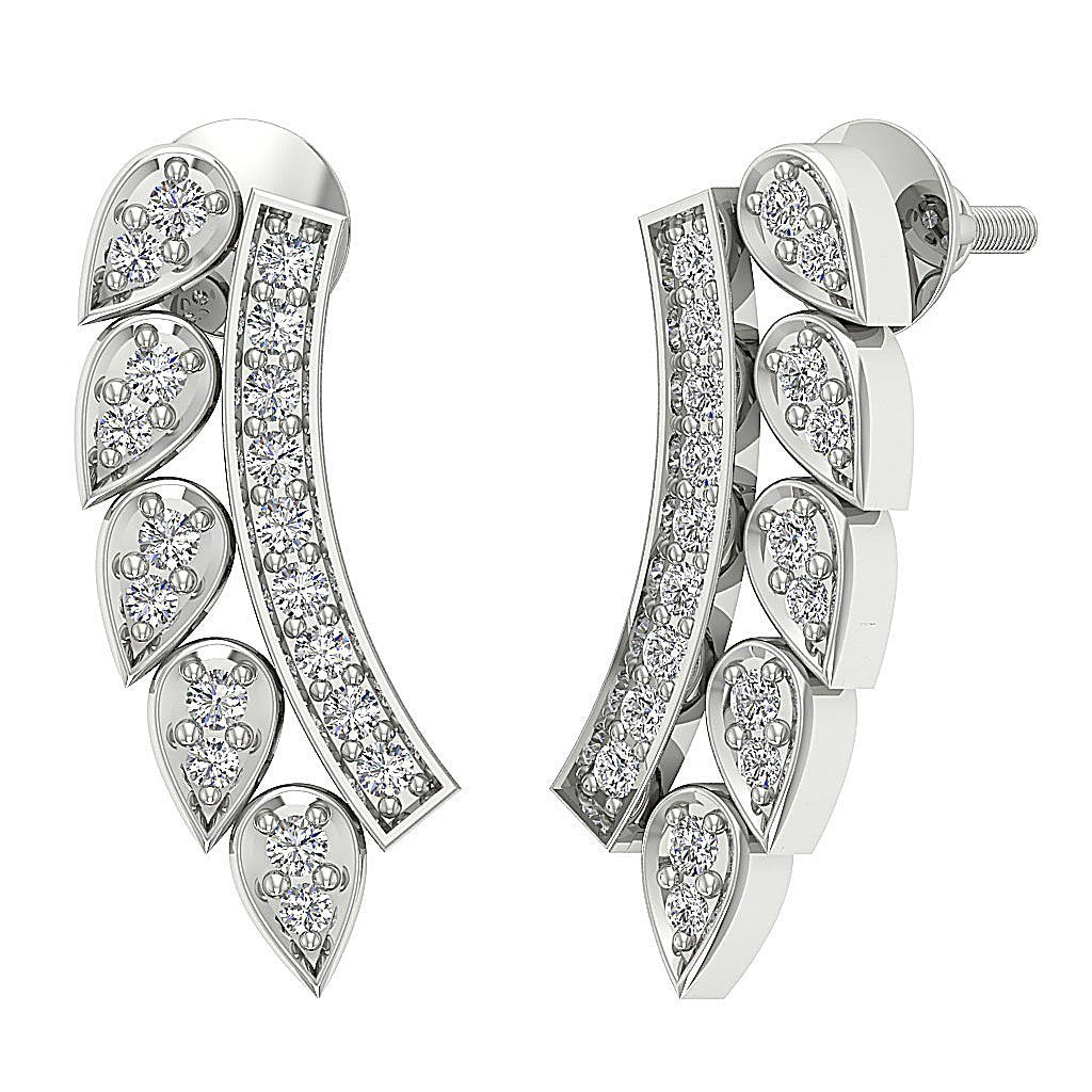 Prong Set Fashion Anniversary Earrings Round Diamond SI1/I1 G 0.45 Ct 18k/14k White Yellow Rose Gold